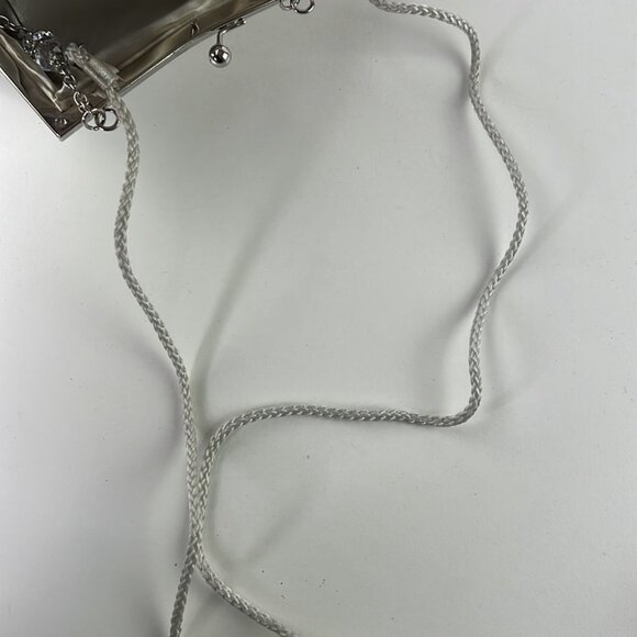 Silver Evening Bag with Silver chain and Beads - Picture 3 of 5